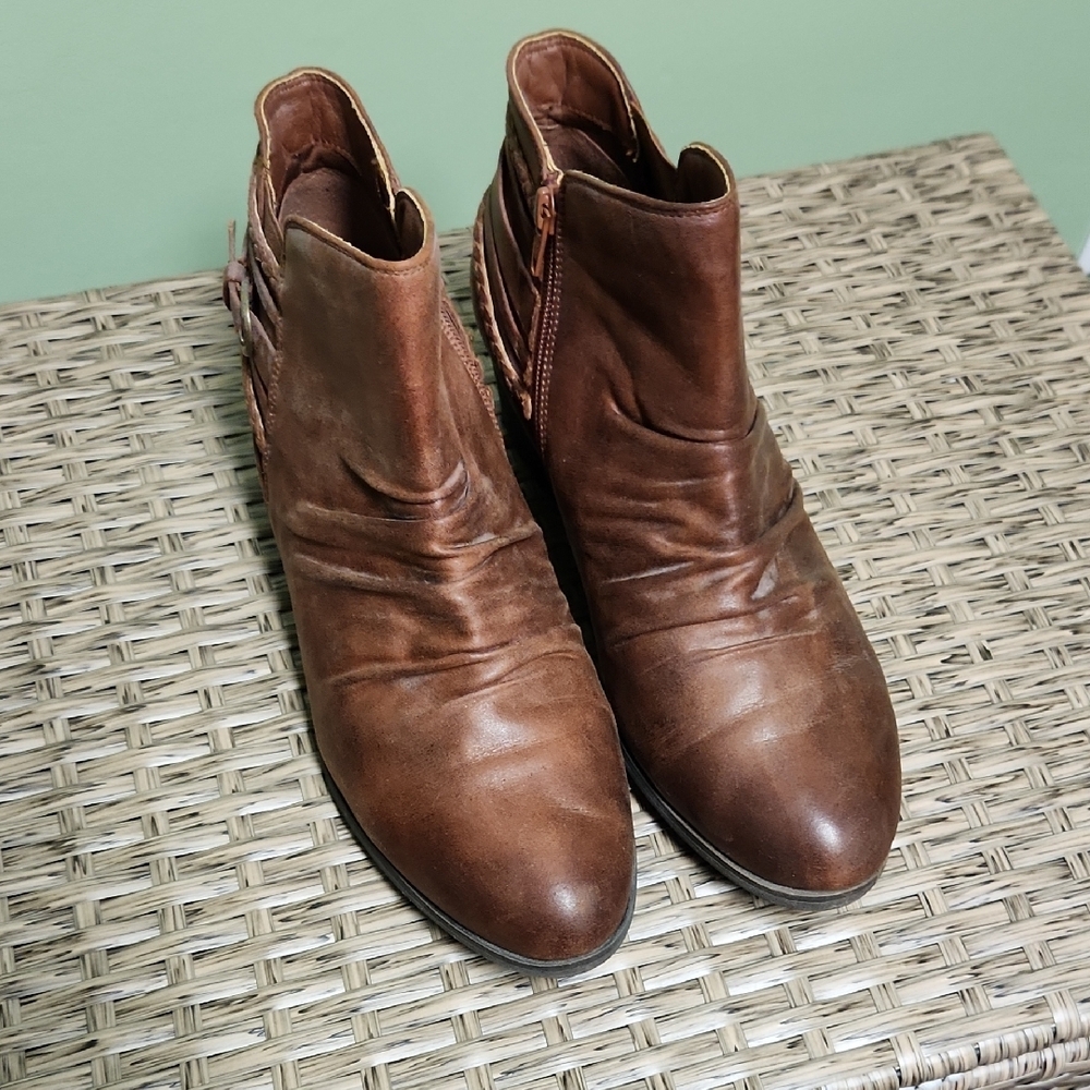 Yuu Chestnut Ankle Booties with Buckle Detail - Picture 5 of 6
